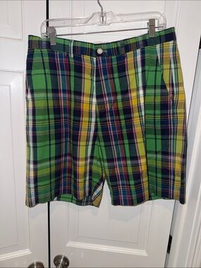 Polo by Ralph Lauren Green Plaid Flat Front Men’s Shorts